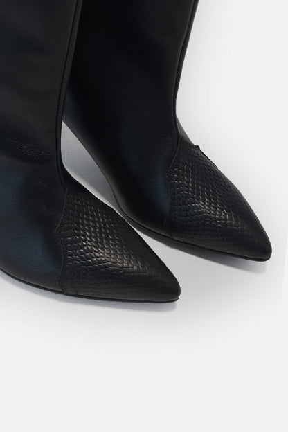 Geraldine negro serpiente Boots Mint and Rose 