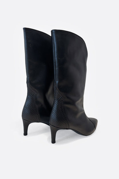 Geraldine negro serpiente Boots Mint and Rose 