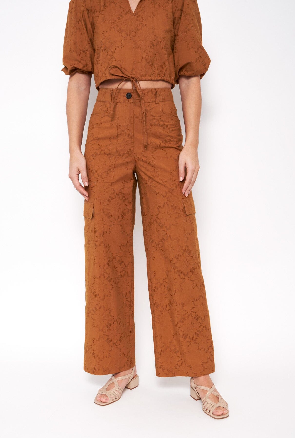 Ginger brown cotton blen cargo trousers Trousers Mirto 