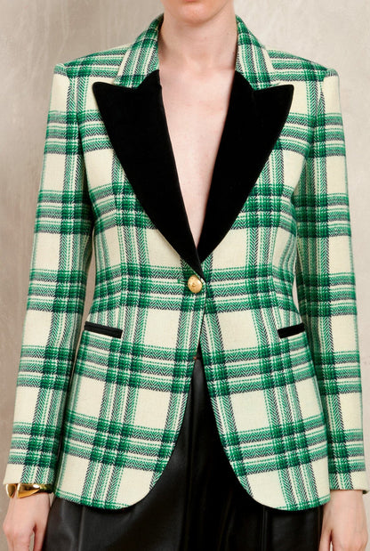 GIULIA GREEN CHECKED BLAZER Jackets The Extreme Collection 