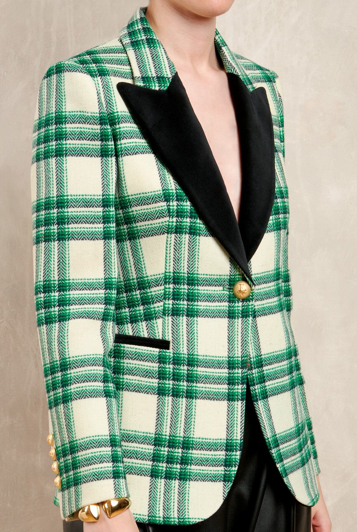 GIULIA GREEN CHECKED BLAZER Jackets The Extreme Collection 