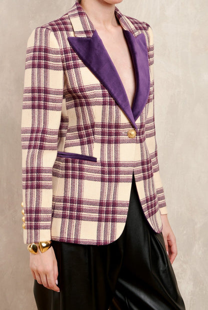 GIULIA PURPLE CHECKED BLAZER Jackets The Extreme Collection 