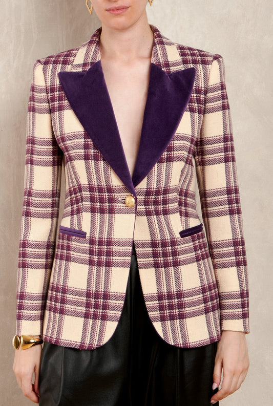 GIULIA PURPLE CHECKED BLAZER Jackets The Extreme Collection 