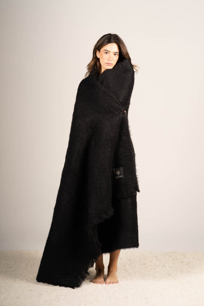 Glossy Black Mohair Blanket Accessories ELEVAA 
