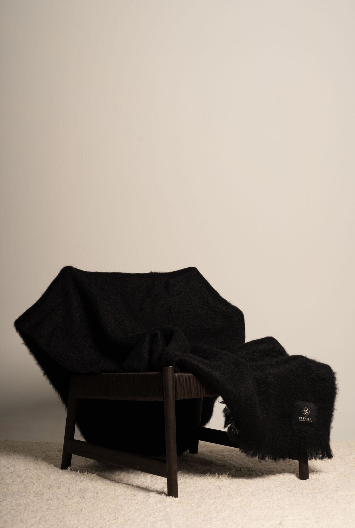 Glossy Black Mohair Blanket Accessories ELEVAA 