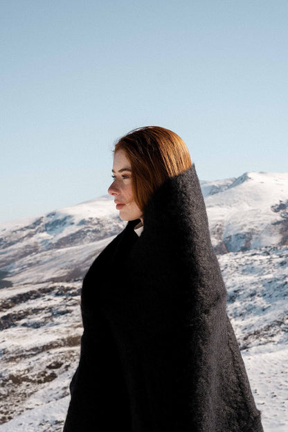 Glossy Black Mohair Blanket Accessories ELEVAA 