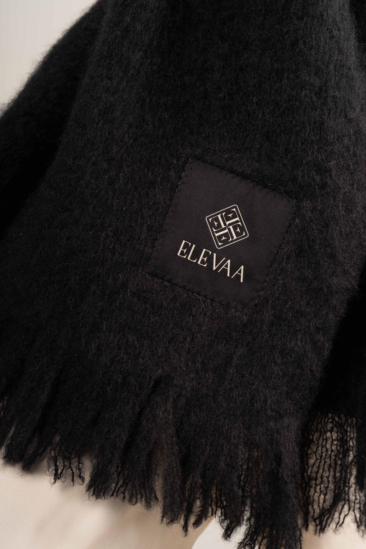 Glossy Black Mohair Shawl Foulards & Scarves ELEVAA 