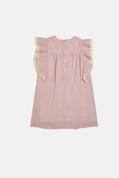 Gordes Dress Dusty Pink Check Kids Clothing Amaia London 