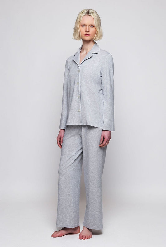 Gray modal knit long pajamas Sleepwear Mirto 