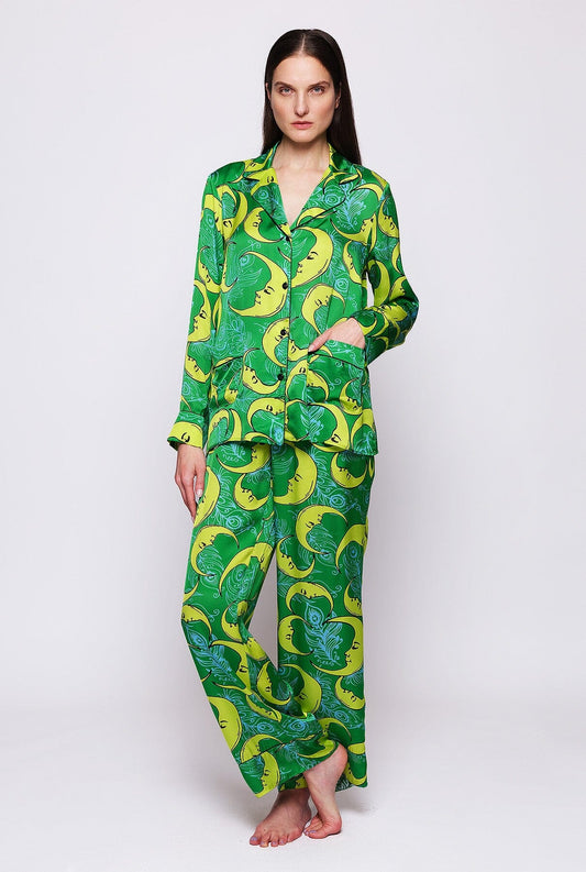 Green moon print pajamas Sleepwear Mirto 