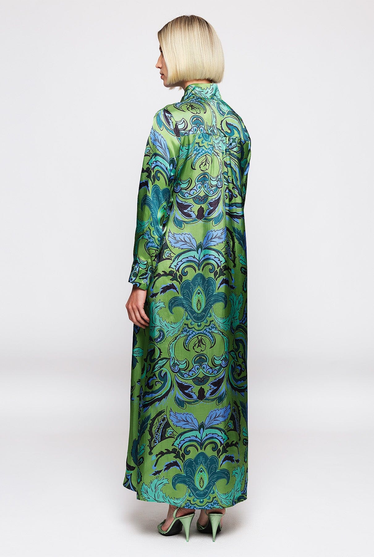 Green ornamental paisley print dress Dresses Mirto 