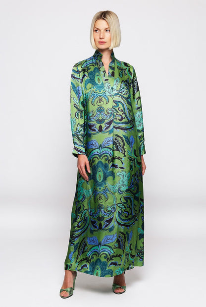 Green ornamental paisley print dress Dresses Mirto 