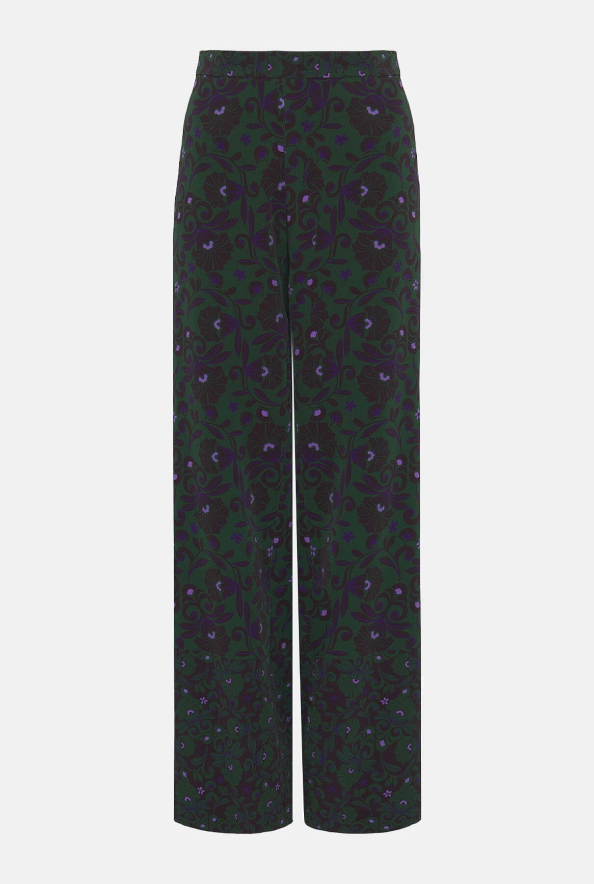 Green ornamental print straight trousers Trousers Mirto 