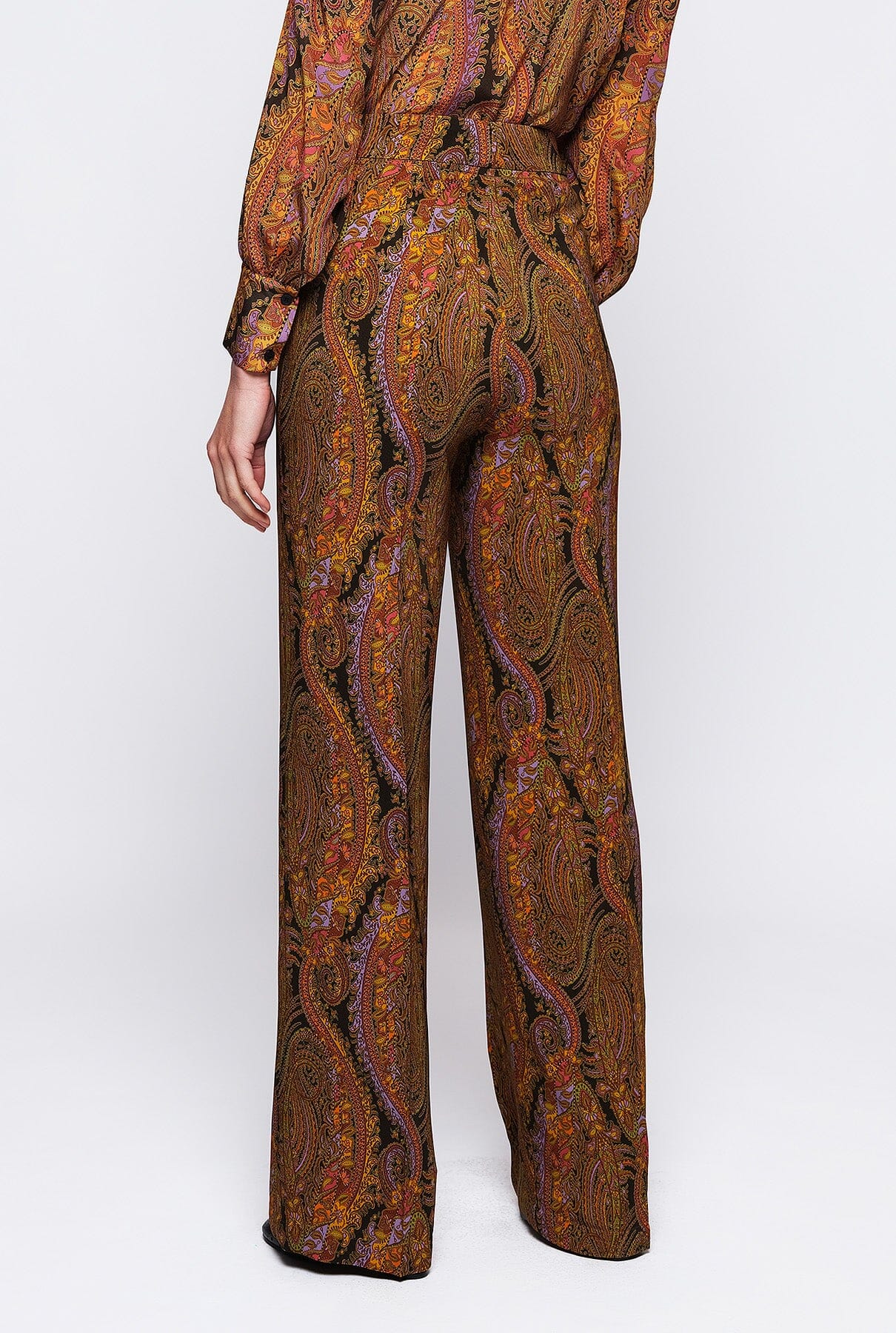 Green paisley print straight trousers Trousers Mirto 