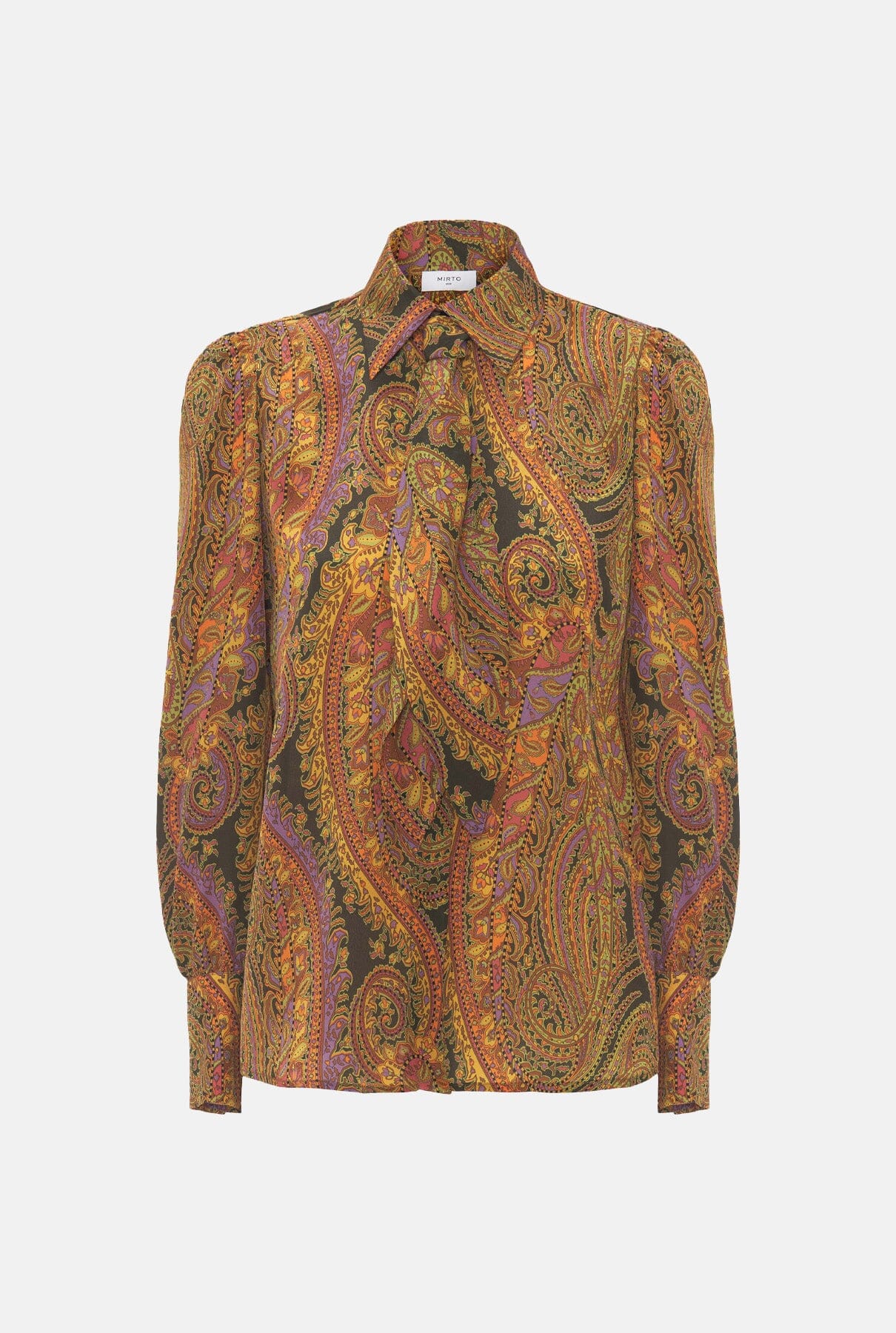 Green silk paisley print blouse Shirts & blouses Mirto 