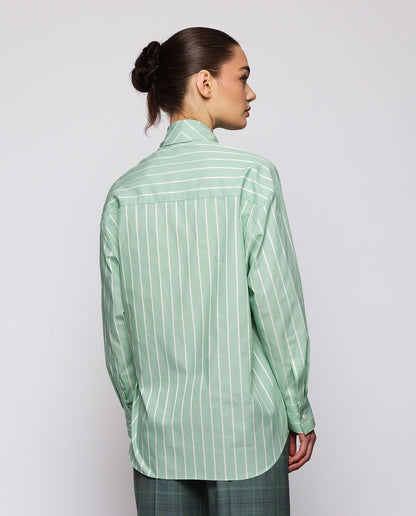 Green striped cotton shirt with bow tie Shirts & Blouses Mirto 