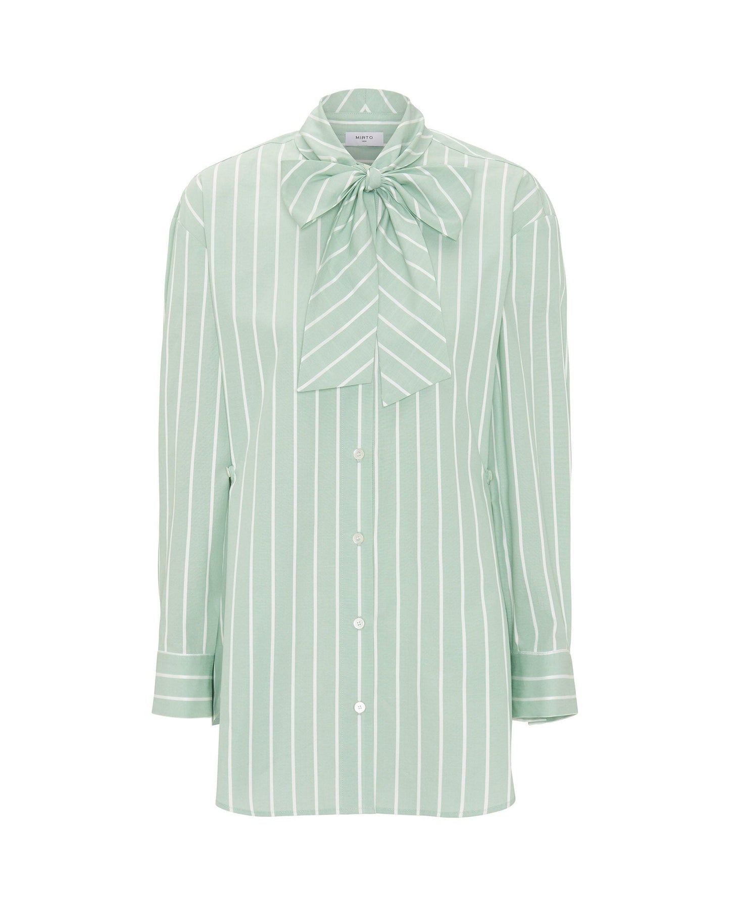 Green striped cotton shirt with bow tie Shirts & Blouses Mirto 