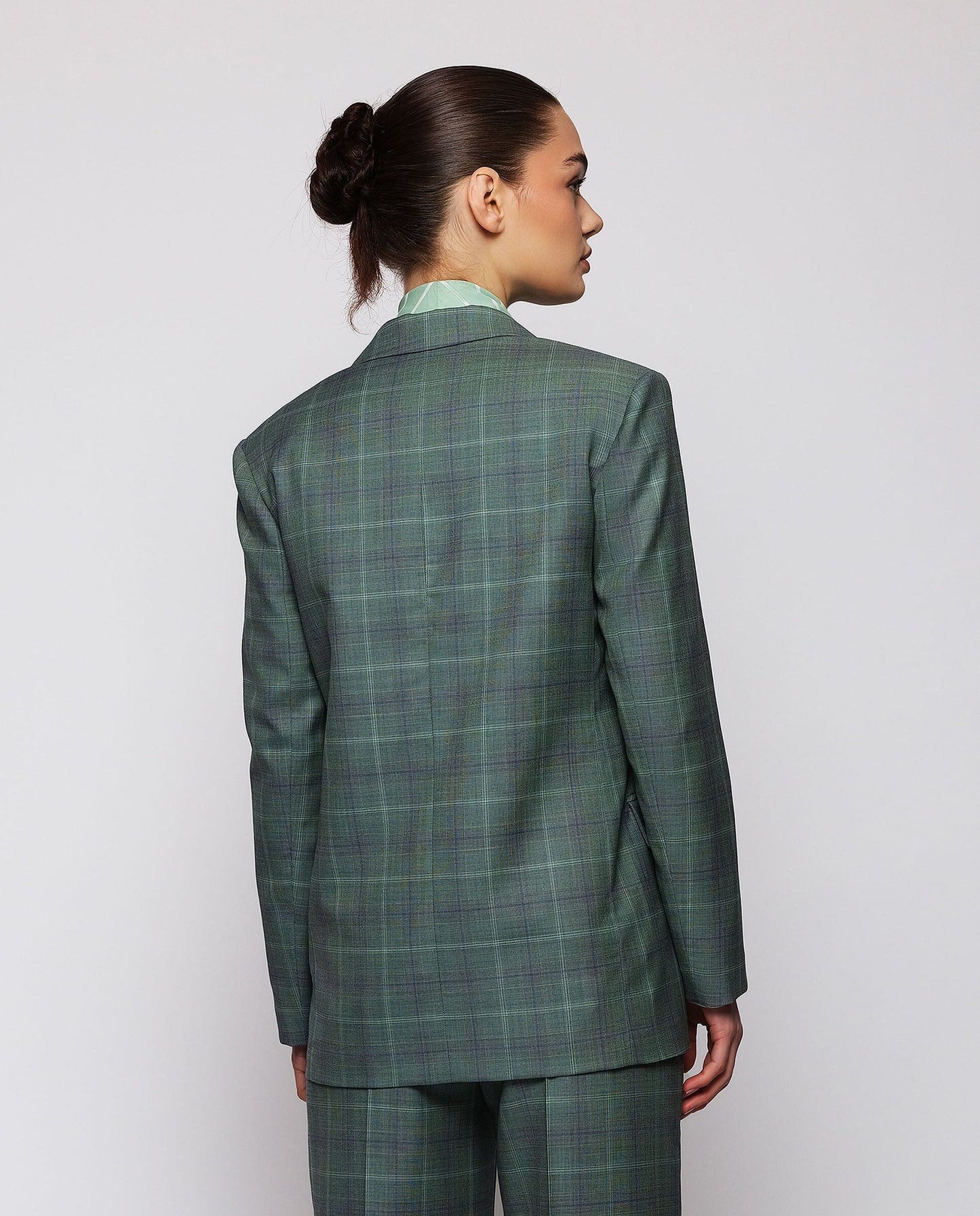 Green wool checked blazer OUTERWEAR Mirto 