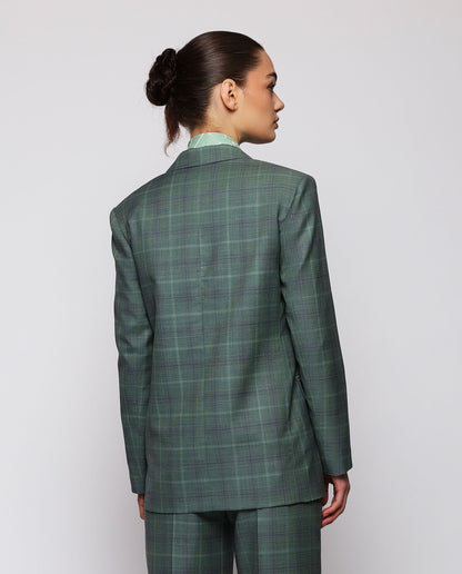 Green wool checked blazer OUTERWEAR Mirto 