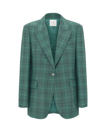 Green wool checked blazer OUTERWEAR Mirto 