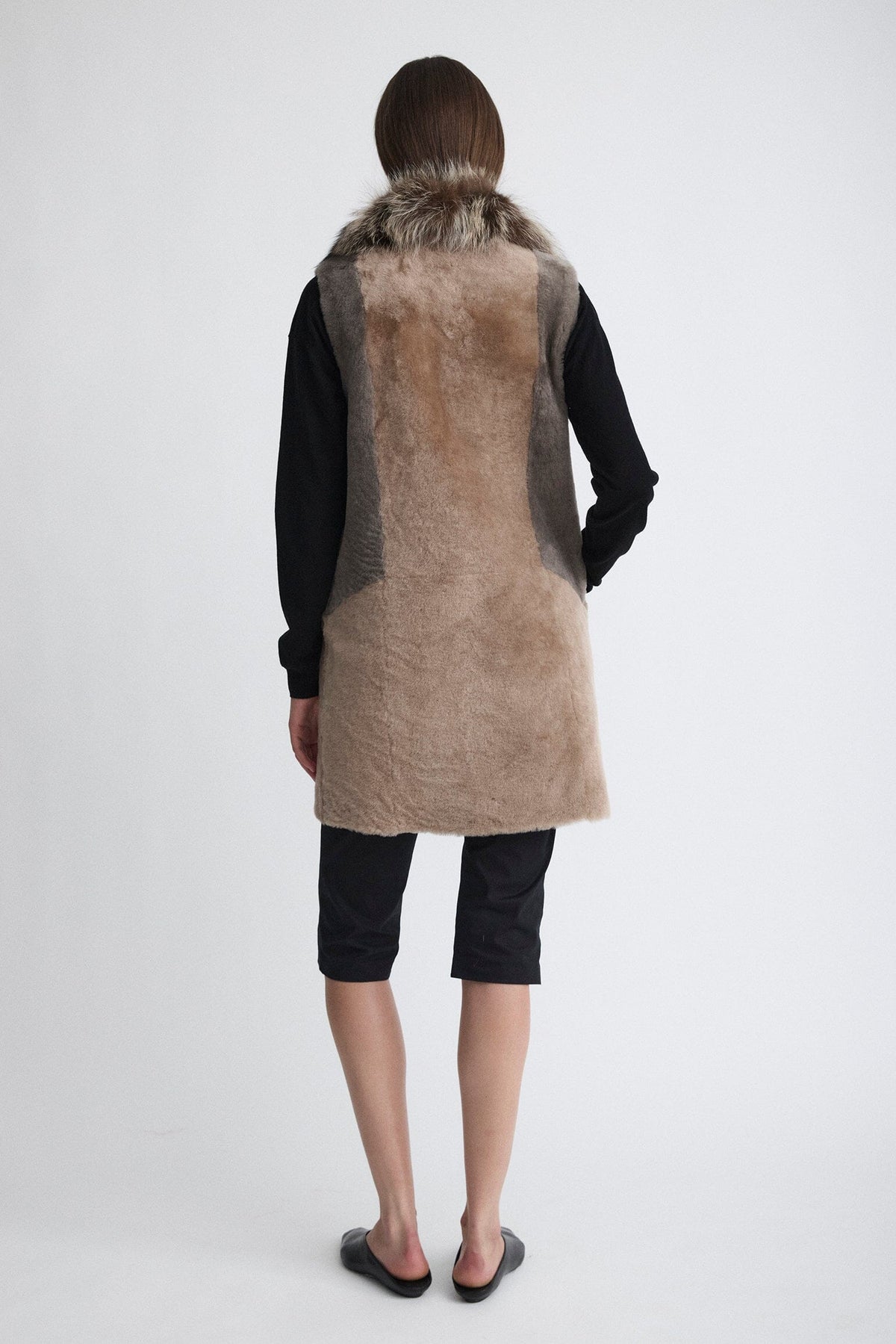 Grey two-tone faux fur vest Coats Miguel Marinero 