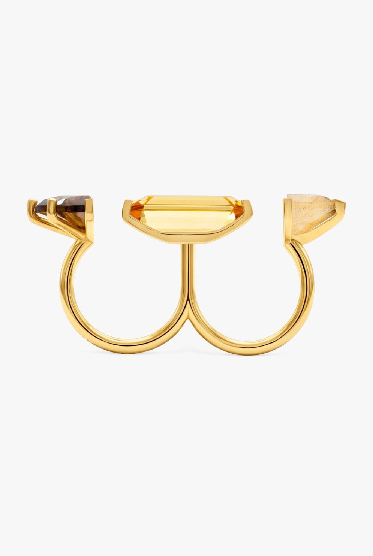 Half Cut Gems Fummé Double Ring Ring Suot Studio 