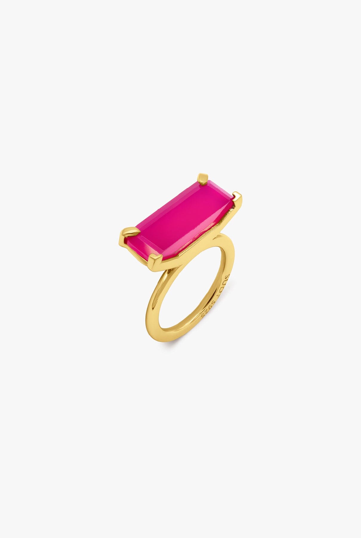 Half Cut Vibrant Pink Chalcedony Ring Ring Suot Studio 
