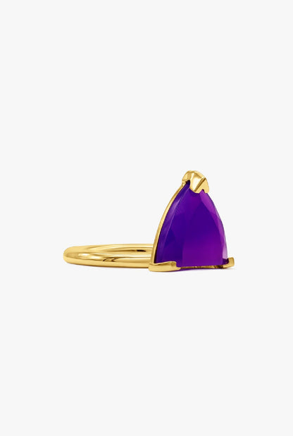 Half Cut Vibrant Violet Chalcedony Ring Rings Suot Studio 