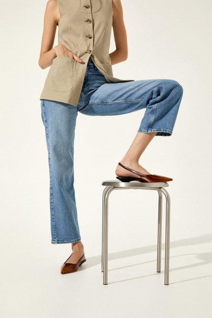 Harper Slingback Flats in Caramel Brushed Leather Harper AUGUSTA 