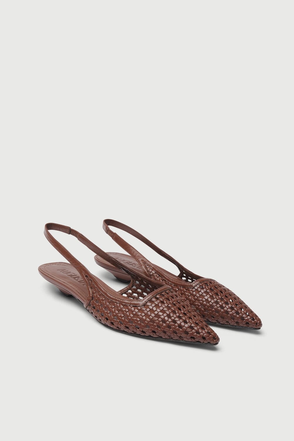 Harper Slingback Flats in Chocolate Woven Leather Flat shoes AUGUSTA 