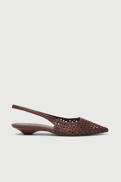 Harper Slingback Flats in Chocolate Woven Leather Flat shoes AUGUSTA 
