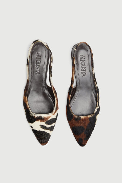 Harper Slingback Flats in Dark Cow Calf Hair Flat shoes AUGUSTA 