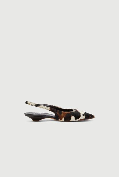 Harper Slingback Flats in Dark Cow Calf Hair Flat shoes AUGUSTA 
