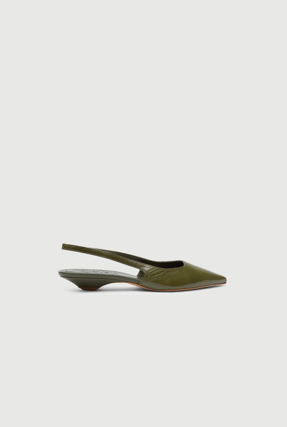 Harper Slingback Flats in Khaki Leather Flat shoes AUGUSTA 