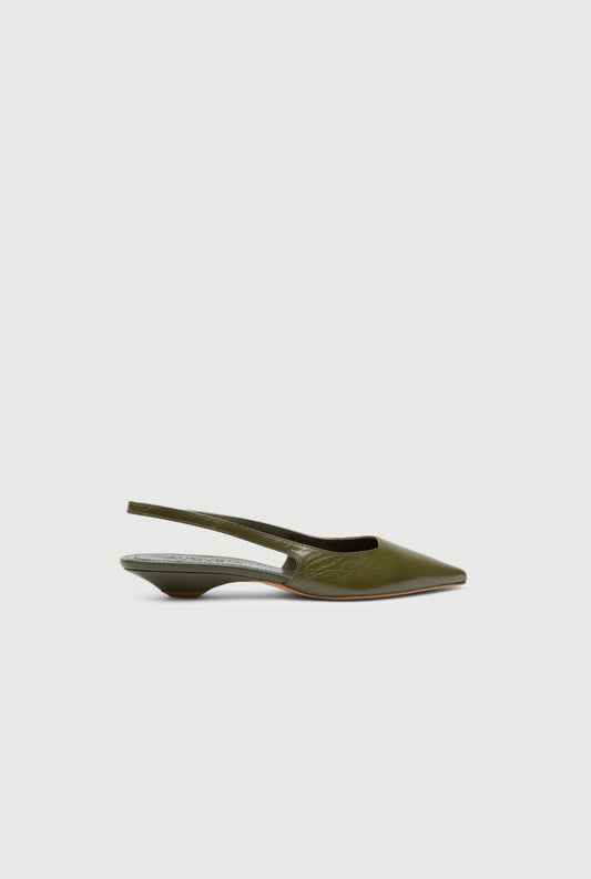 Harper Slingback Flats in Khaki Leather Flat shoes AUGUSTA 