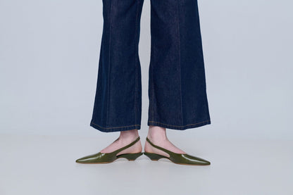 Harper Slingback Flats in Khaki Leather Harper AUGUSTA 