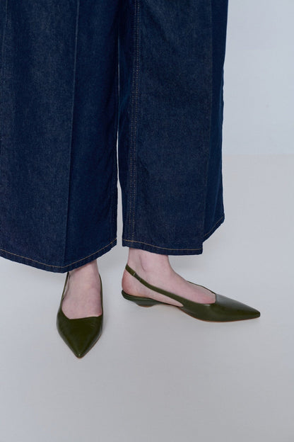 Harper Slingback Flats in Khaki Leather Harper AUGUSTA 