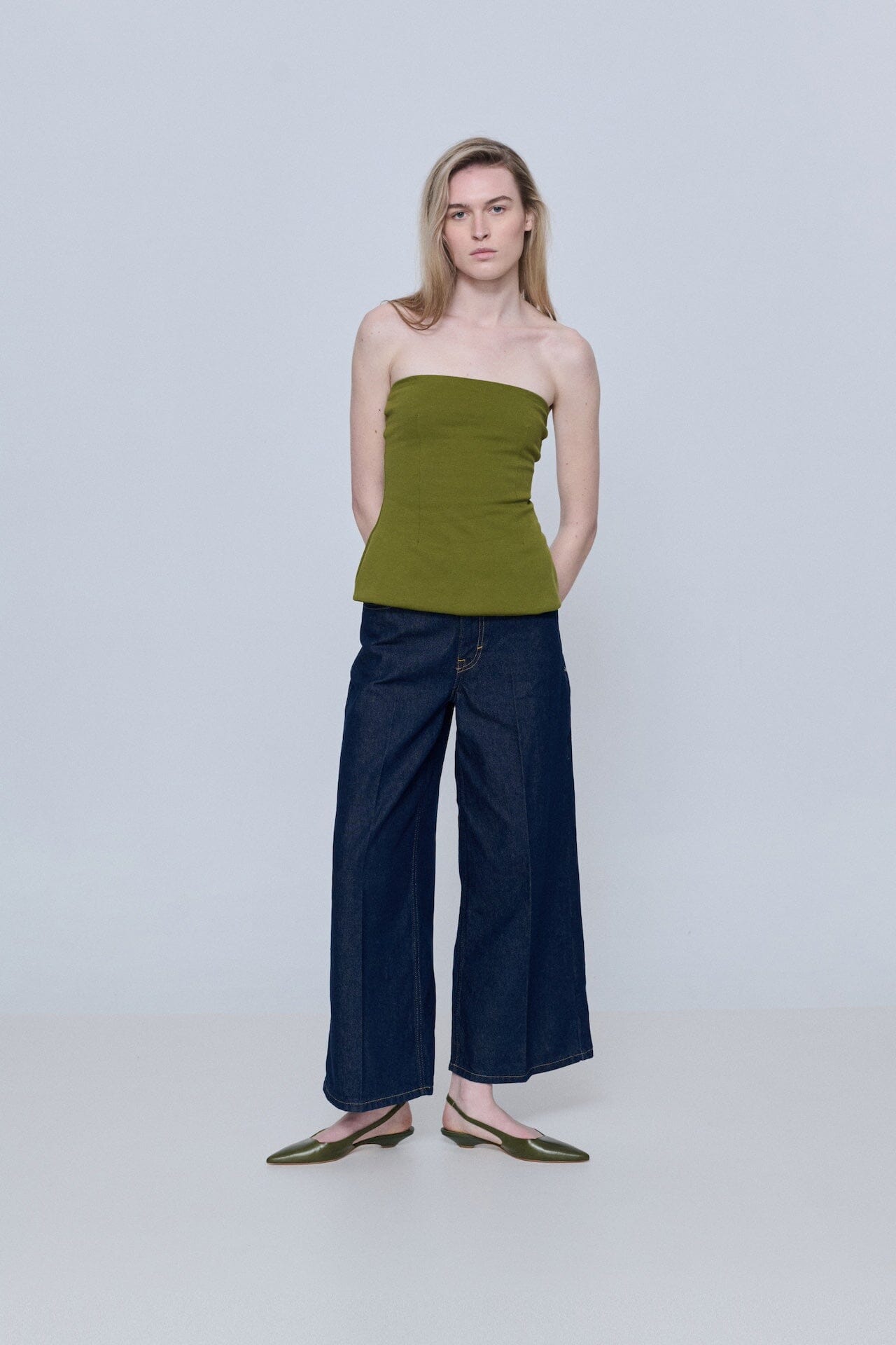 Harper Slingback Flats in Khaki Leather Harper AUGUSTA 