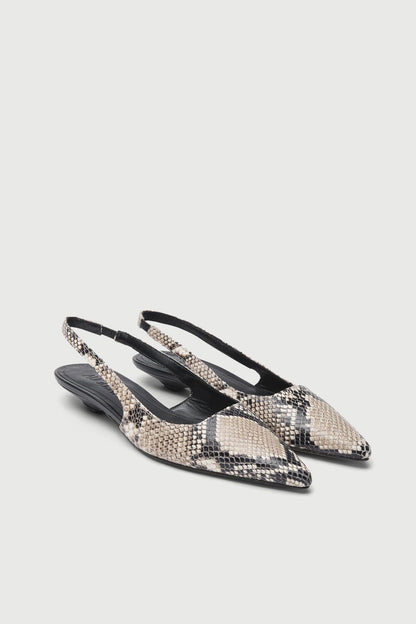 Harper Slingback Flats in Snake Print Leather Flat shoes AUGUSTA 