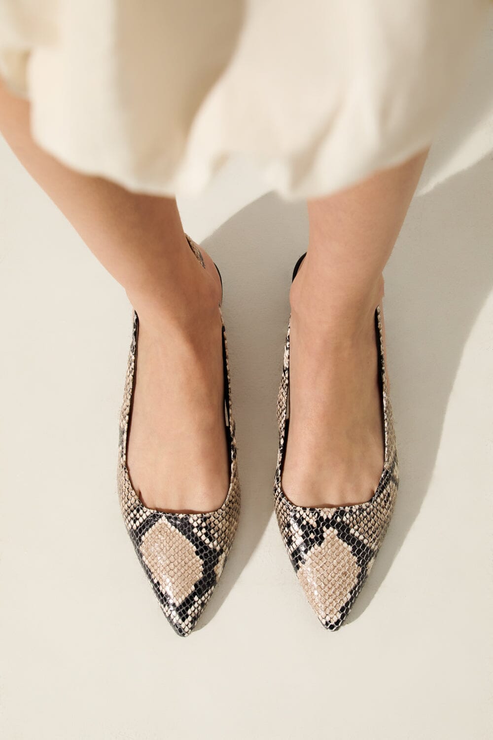 Harper Slingback Flats in Snake Print Leather Flat shoes AUGUSTA 