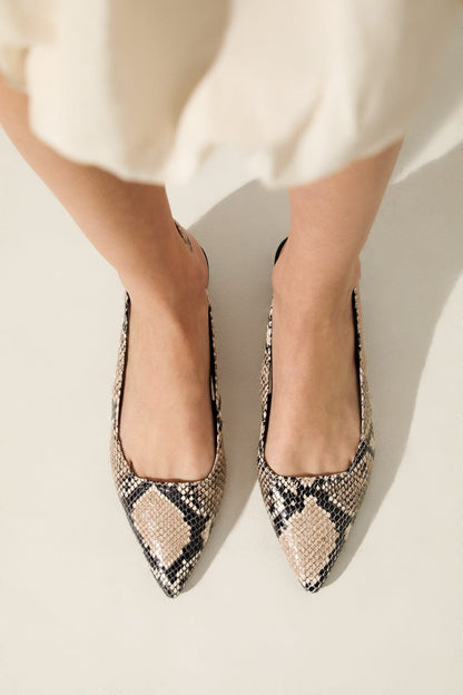 Harper Slingback Flats in Snake Print Leather Flat shoes AUGUSTA 