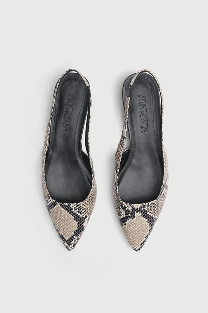 Harper Slingback Flats in Snake Print Leather Flat shoes AUGUSTA 