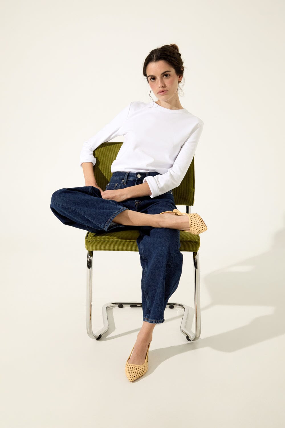 Harper Slingback Flats in Vanilla Woven Leather Flat shoes AUGUSTA 