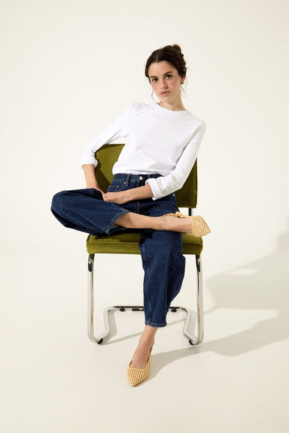 Harper Slingback Flats in Vanilla Woven Leather Flat shoes AUGUSTA 
