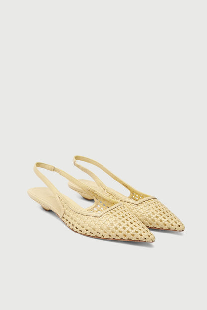 Harper Slingback Flats in Vanilla Woven Leather Flat shoes AUGUSTA 
