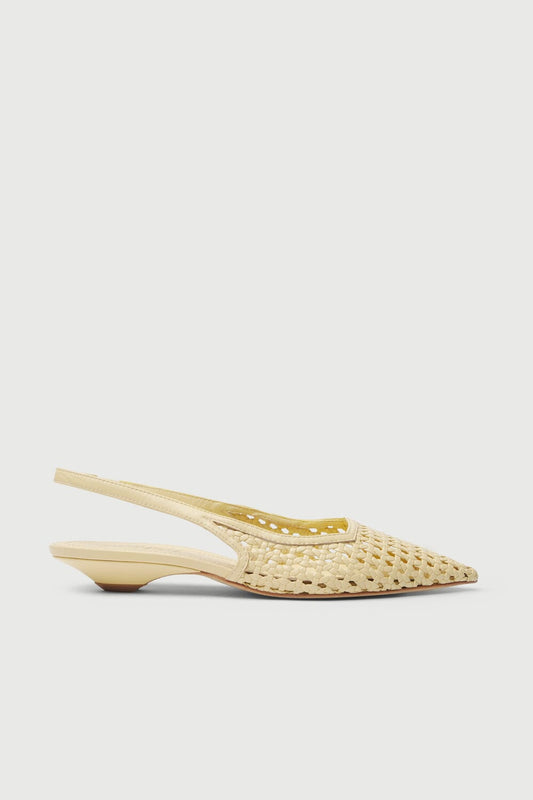 Harper Slingback Flats in Vanilla Woven Leather Flat shoes AUGUSTA 