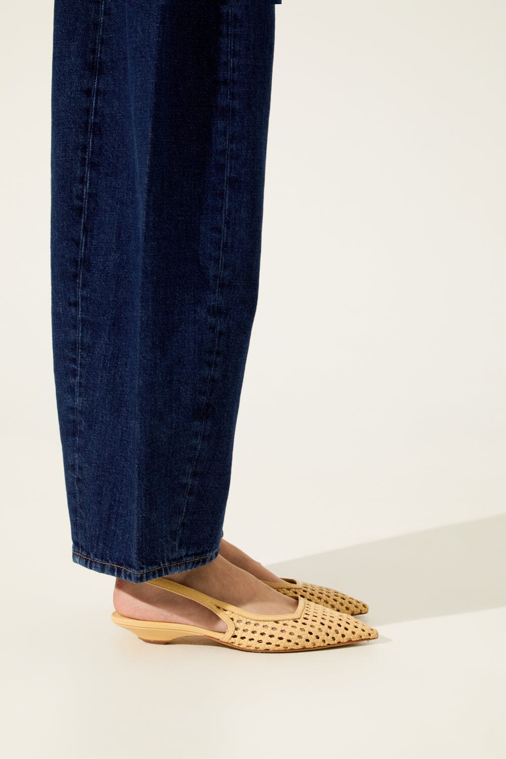 Harper Slingback Flats in Vanilla Woven Leather Flat shoes AUGUSTA 