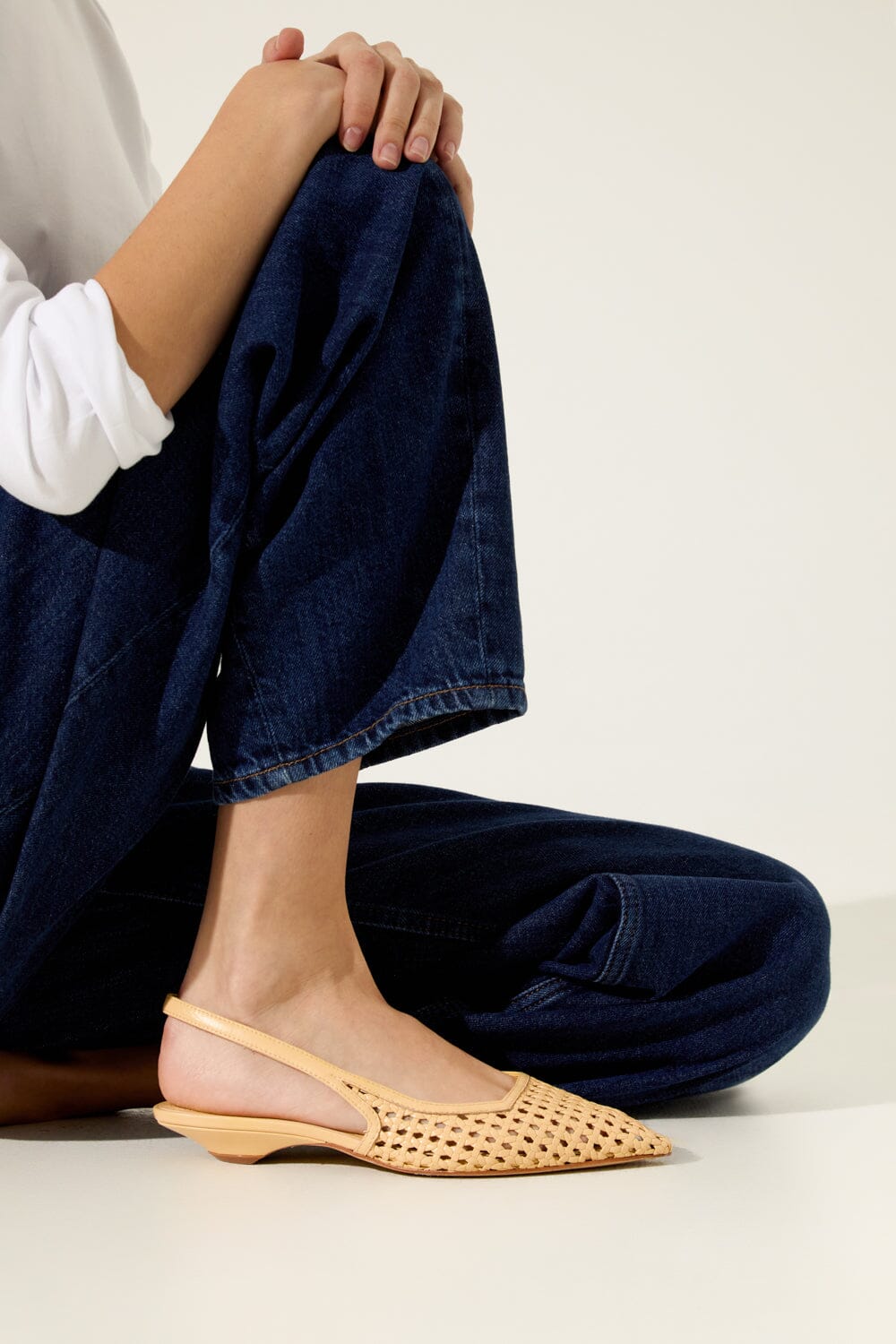 Harper Slingback Flats in Vanilla Woven Leather Flat shoes AUGUSTA 