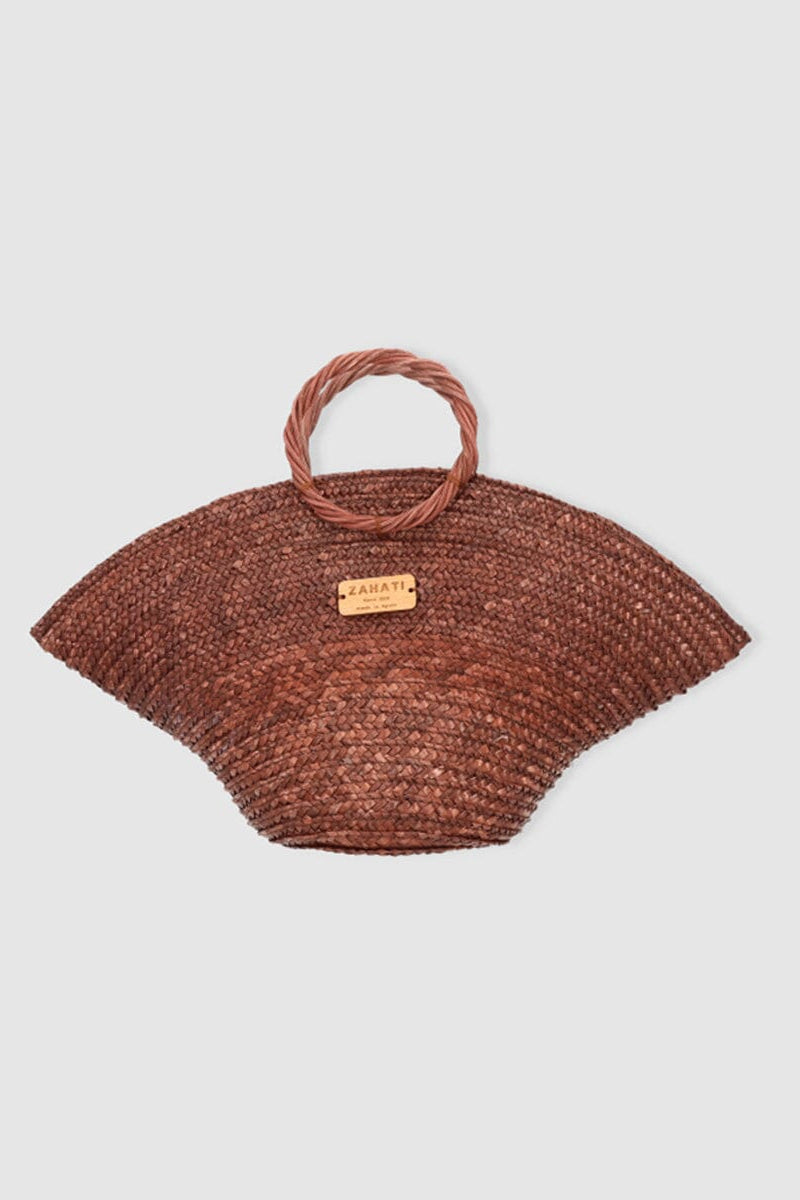 Hatbag Mini de paja de trigo marrón chocolate Crossbody bags Zahati 