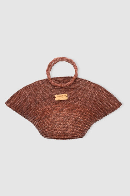 Hatbag Mini de paja de trigo marrón chocolate Crossbody bags Zahati 